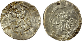 POLAND: Louis I, of Hungary, 1370-1382, AR kwartnik ruski (1.07g), Lwów (Lemberg), Kopicki-3063, Huszar-561, + LODVICI R VNGARIE around crowned letter...