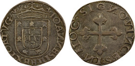 PORTUGAL: João III, 1521-1557, AR ½ tostao (3.78g), Lisbon, ND, Gomes-J3.87.05, IOANNES III REX PORTVG // IN HOC SIGNO VINCES (all N's retrograde), bo...