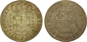 PORTUGAL: José I, 1750-1777, AR 400 reis, 1766, KM-255.2, Cr-10var. Dav-1630, a few tiny reverse spots, toned, EF, ex Joe Sedillot Collection.

Esti...