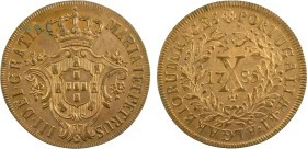 PORTUGAL: Maria I and Pedro III, 1777-1786, AE 10 reis, 1785, KM-280, Gomes-MP.04.05, possibly lightly cleaned, boldly struck with original luster, AU...