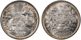 PORTUGAL: First Republic, 1910-1926, AR escudo, ND (1914), KM-560, one-year type commemorating the Birth of the Republic, mintage of 1,000,000, PCGS g...
