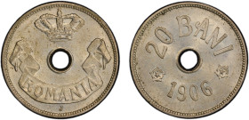 ROMANIA: Carol I, as King, 1881-1914, 20 bani, 1906-J, KM-33, an attractive mint state example, PCGS graded MS62, ex Joe Sedillot Collection.

Estim...