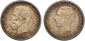 ROMANIA: Carol I, as King, 1881-1914, AR leu, 1906, KM-34, commemorating 40 years of the Reign of Carol I, first as Prince, then as King, an attractiv...