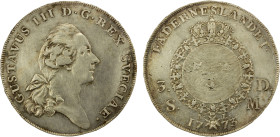 SWEDEN: Gustav III, 1771-1792, AR riksdaler, 1773, KM-439, mintmaster AL, VF, ex Almer H. Orr III Collection.

Estimate: USD 100 - 200