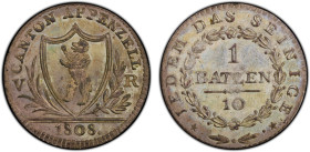 APPENZELL: Canton, BI batzen, 1808, KM-6, C-4, sharply struck, a wonderful mint state example! PCGS graded MS64, ex Joe Sedillot Collection.

Estima...