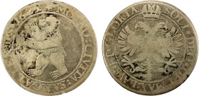 ST. GALLEN: Free City, AR thaler, 1621, Dav-4677, KM-61., bear facing left // crown over double-headed eagle, a popular type, hairlines, About Fine, e...