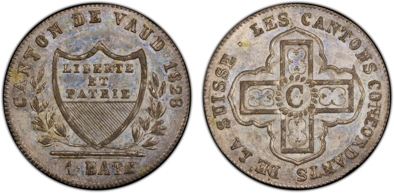VAUD: Canton, AR batzen, 1828, KM-20, a lovely mint state example! PCGS graded M...