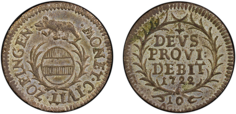 ZÖFINGEN: City, AR 10 kreuzer, 1722, KM-11, HMZ-11, an attractive mint state exa...