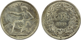 SWITZERLAND: Confederation, AR ½ franc, 1850-A, KM-8, some hairlines, key date of the two-year type, Choice EF, ex Joe Sedillot Collection.

Estimat...