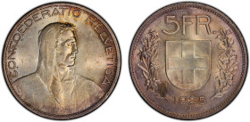SWITZERLAND: Confederation, AR 5 francs, 1925-B, KM-38, gentle toning, a lovely mint state example! PCGS graded MS63, ex Joe Sedillot Collection.

E...