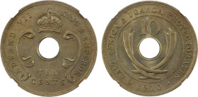 EAST AFRICA & UGANDA: Edward VII, 1901-1910, 10 cents, 1910, KM-2, a wonderful lustrous example! NGC graded MS64.

Estimate: USD 150 - 200