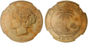 LIBERIA: Republic, AE cent, 1896-H, KM-5, scarce two-year type, a likely specimen strike from the Heaton Mint with bright luster and semi-prooflike fi...