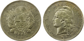 ARGENTINA: Republic, AR peso, 1882, KM-29, lightly cleaned, some luster, EF.

Estimate: USD 150 - 200