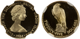 BRITISH VIRGIN ISLANDS: Elizabeth II, 1952-2022, AV 25 dollars, 1984-FM, KM-40, Peregrine Falcon, NGC graded PF69 Ultra Cameo. WINGS, ex Louis Baptist...