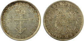 BRITISH WEST INDIES: George IV, 1820-1830, AR ¼ dollar, 1822, KM-3, Charlton-NC-1B2, Anchor Money, first 2 in date double-punched, EF. Trade with Cana...