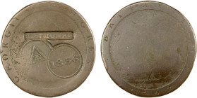 CARIBBEAN: "St. Thomas", AE penny, 1856, Byrne-1081, ST. THOMAS in recessed rectangle, with separate ATA monogram in circle below, with "1856" in circ...
