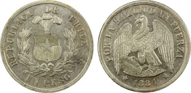 CHILE: Republic, AR peso, 1884-So, KM-142.1, AU, ex Almer H. Orr III Collection.

Estimate: USD 100 - 150