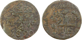 COLOMBIA: Santa Marta, AE ¼ real, 1820, KM-B4, Restrepo-104.1, initials SM, misaligned dies, one-year type, F-VF.

Estimate: USD 100 - 150