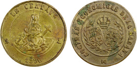 CUBA: Cocinas Economicas de la Habana, token (4.88g), 1896, Rulau-Hav 35, 24mm brass token for Cocinas Economicas de la Habana, two shields crowned, w...