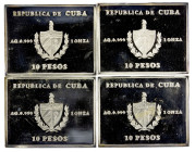 CUBA: Republic, SET of 4 AR 10 pesos, 1998, KM-668, 669, 670, 671, a complete set of the Havana Puzzle Series, including Fragata Oquendo (Frigate Oque...