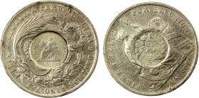 GUATEMALA: Republic, AR peso, 1894, KM-224, counterstamped on Peru 1874 YJ sol, some minor flan cracks, EF, ex Almer H. Orr III Collection. By 1894, f...