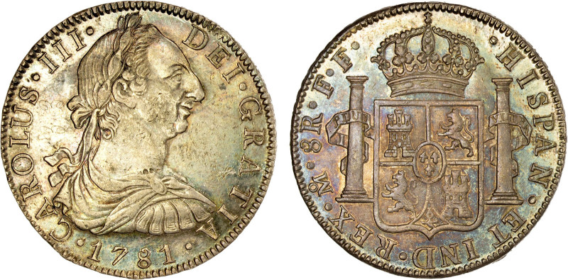 MEXICO: Carlos III, 1759-1788, AR 8 reales, 1781-Mo, KM-106, assayer FF, lovely ...