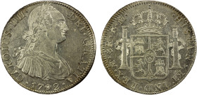 MEXICO: Carlos IV, 1788-1808, AR 8 reales, 1792-Mo, KM-109, assayer FF, EF, ex Almer H. Orr III Collection.

Estimate: USD 100 - 150