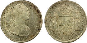 MEXICO: Carlos IV, 1788-1808, AR 8 reales, 1802-Mo, KM-109, assayer FF, very slight scratch in obverse field, AU, ex Almer H. Orr III Collection.

E...