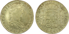 MEXICO: Fernando VII, 1808-1833, AR 8 reales, 1821-Zs, KM-111.5, assayer RG, War of Independence issue, small scratch obverse field, About EF, ex Alme...