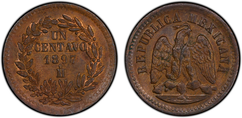 MEXICO: Republic, AE centavo, 1897-Mo, KM-1.6, a lovely quality example! PCGS gr...