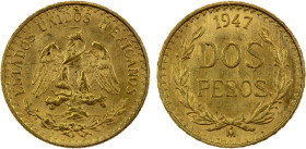 MEXICO: Estados Unidos, AV 2 pesos, 1947-Mo, KM-461, lustrous, UNC, ex Lewis Martin Reagan Collection. Lewis Martin Reagan (1904-1961) served as Gener...
