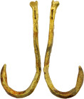 PERU: Pre-Columbian Period, debased AV fish hook (1.63g), ca. 10th-17th centuries, 32mm, tentatively attributed from coastal Southern Peru, used as cu...