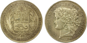 PERU: Republic, AR 5 pesetas, 1880, KM-201.1, assayer BF, variety with no dot after B, one-year type, Choice EF.

Estimate: USD 125 - 175
