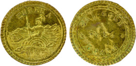 UNITED STATES: California Fractional Gold, AV ¼ dollar (0.13g), 1884, N-44205var, EUREKA above the Great Seal of the State of California // CAL. GOLD....