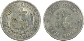 UNITED STATES: Bryan money, ND (1896), Zerbe-56, Schornstein-356, 44mm aluminum Bryan money token, donkey-headed goose with open wings standing left v...