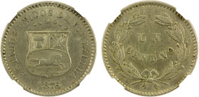 VENEZUELA: Republic, 1 centavo, 1876, Y-25, struck at the United States Mint, Philadelphia, NGC graded AU55. The breakdown of the mintages for 1876 an...