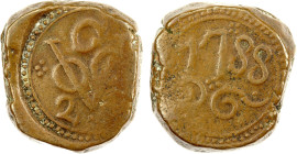 CEYLON (DUTCH): AE 2 stuiver (27.04g), Galle, 1788-G, KM-30, slight weakness, VF, ex Charles W. Lueders III Collection.

Estimate: USD 70 - 100