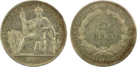FRENCH COCHINCHINA: AR 50 cents, 1879-A, KM-6, Y-5, light peripheral toning, EF, ex Howard A. Daniel III Collection.

Estimate: USD 160 - 200