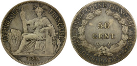 FRENCH INDOCHINA: AR 50 cents, 1895-A, KM-4, pleasing appearance, VF, ex Howard A. Daniel III Collection.

Estimate: USD 125 - 175