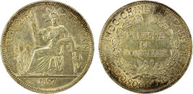 FRENCH INDOCHINA: AR piastre, 1897-A, KM-5a.1, Y-9a.1, key date, uneven light tone, EF, ex Howard A. Daniel III Collection.

Estimate: USD 130 - 190