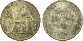 FRENCH INDOCHINA: AR piastre, 1906-A, KM-5a.1, Lec-289, usual contact marks in field, UNC.

Estimate: USD 100 - 150