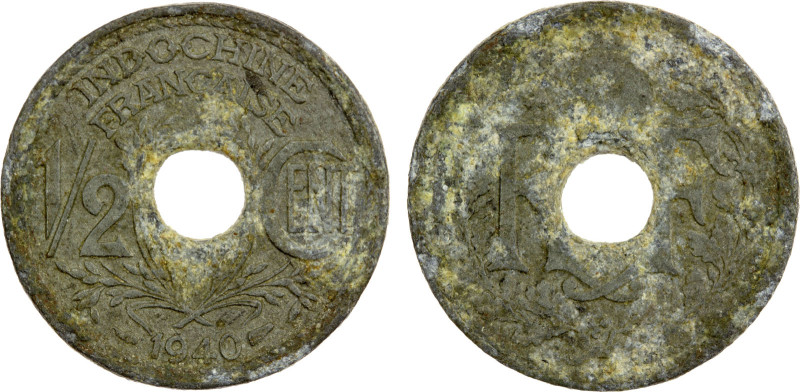 FRENCH INDOCHINA: ½ cent, 1940, KM-20a, Y-20a, Daniel-30b, Lecompte-36, moderate...