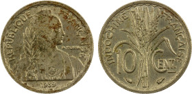 FRENCH INDOCHINA: 10 cents, 1939, KM-21.1a, Y-21a.1, light spotting, non-magnetic mule of Daniel-12a obverse and Daniel-12b reverse, key date of the t...