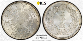 JAPAN: Taisho, 1912-1926, AR 50 sen, year 6 (1917), Y-37, JNDA-01-15, a superb lustrous example! PCGS graded MS65.

Estimate: USD 75 - 100