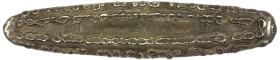 LAOS: Vientiane, AR 1½ tamlung (100.07g), ca. 1795-1828, Mitch-3008, Daniel-L2T, 110mm, lat ingot coinage (also known as tiger tongue), stamped three ...
