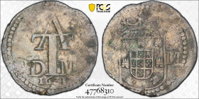 PORTUGUESE MALACCA: Filipe III, 1621-1640, AR tanga (3.05g), Gomes-F3.11.01, SS-Sim F3.24, crowned coat of arms of Portugal divides A M (Asia Malacca)...