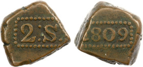 NETHERLANDS EAST INDIES: Java, AE 2 stuiver (20.39g), 1809, KM-224.1, Cr-48.1, bonk issue, very bold strike, F-VF, ex Format (with tag).

Estimate: ...