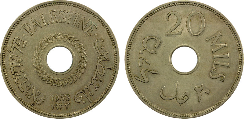PALESTINE: British Mandate, 20 mils, 1933, KM-5, Y-5, better date, EF, R.

Est...