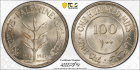 PALESTINE: British Mandate, AR 100 mils, 1940, KM-7, a wonderful quality example! PCGS graded MS64.

Estimate: USD 125 - 175