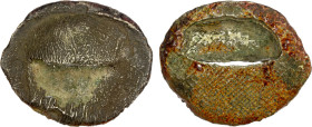 THAI KINGDOMS: Lan Na, AR tok chiangmai (64.47g), ca. 17th-19th centuries, Mitch-2800var (counterstamps), Daniel-T2b, 63 x 52mm, debased silver "oyste...